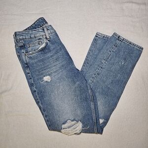 H&M Divided Colaboration High-Rise Straight Leg Jeans Medium Wash Size 8